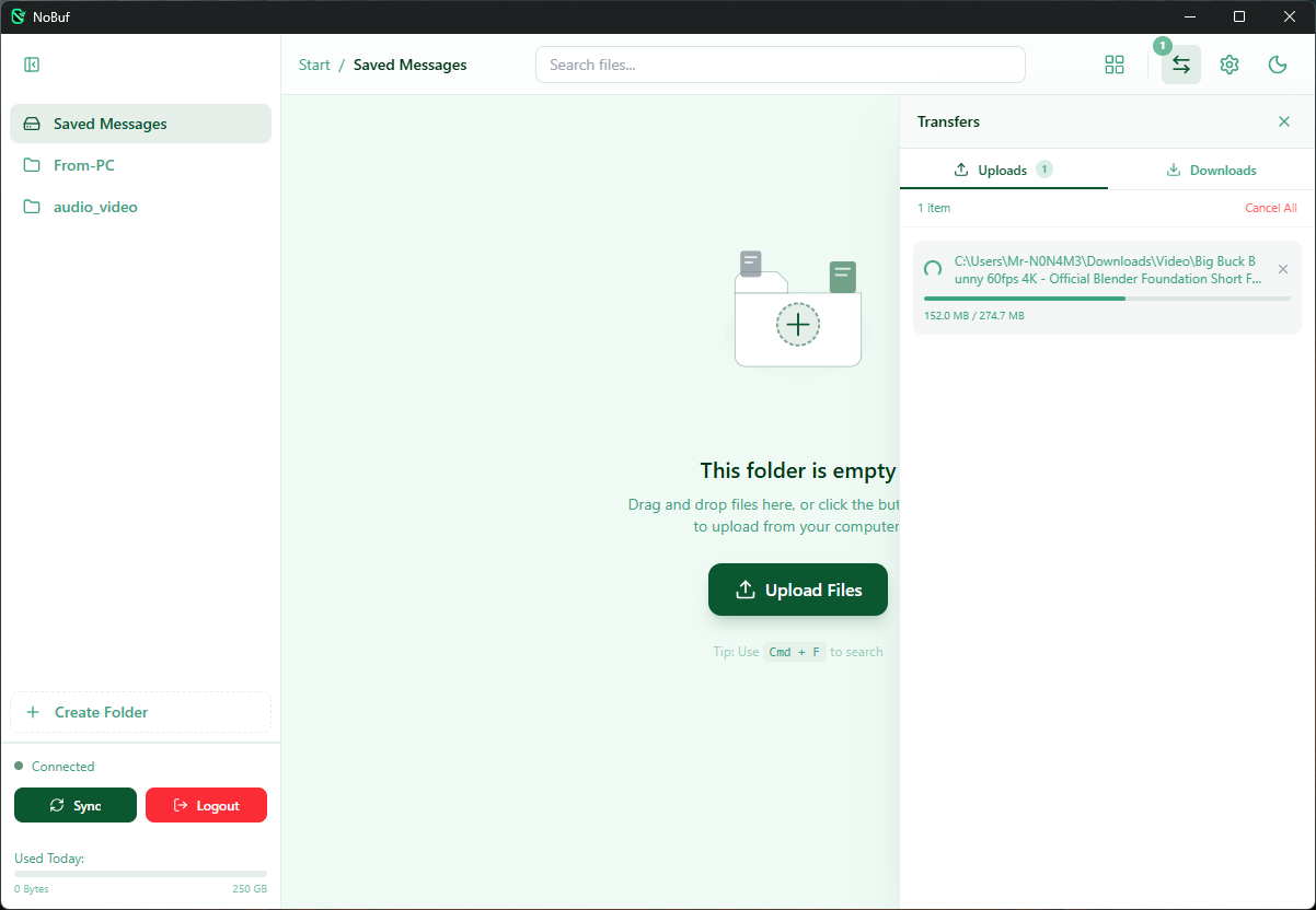 NoBuf — Download / Upload